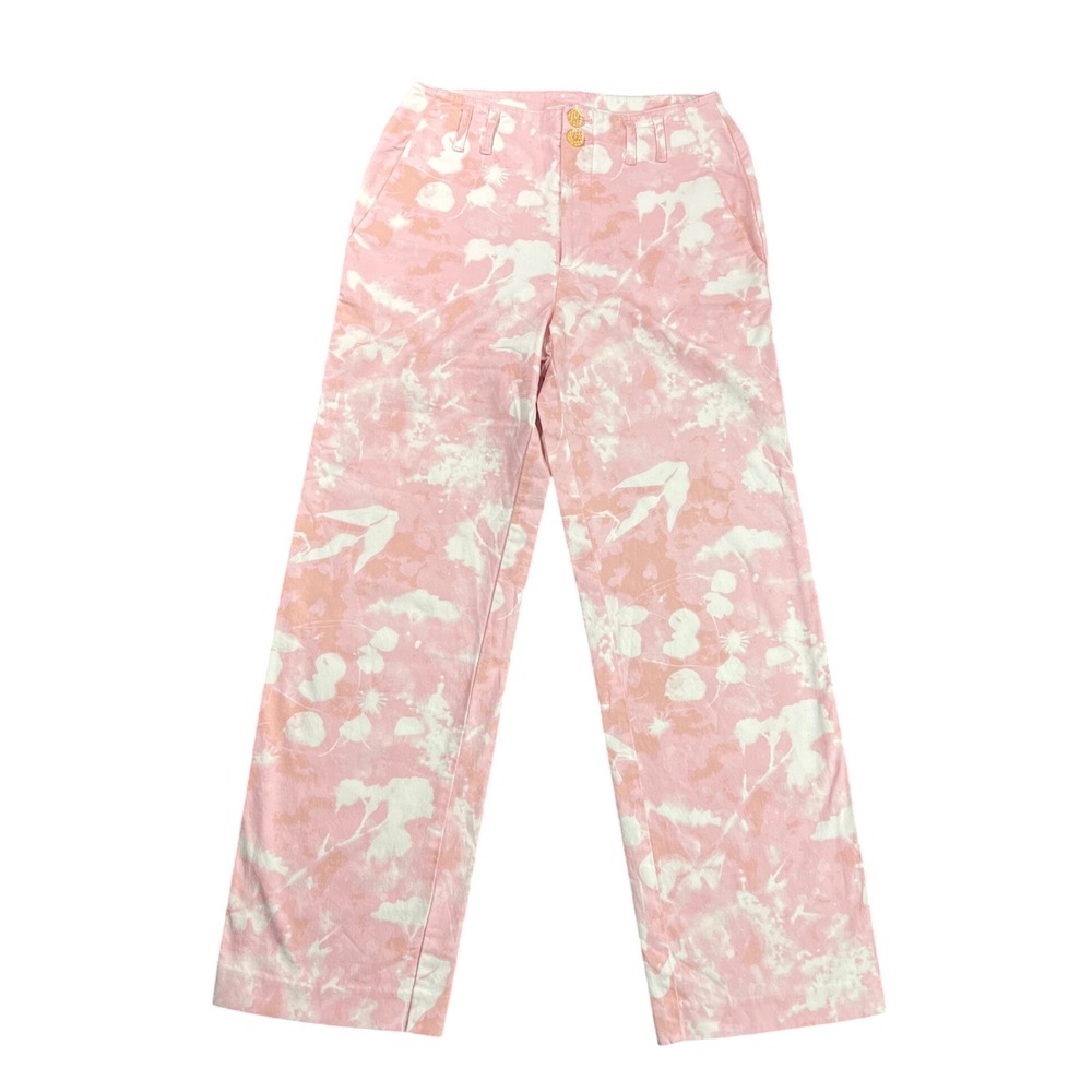 Anthropologie Women's 2 Jamie Tie Dye Pink Floral Boho High Rise Pants Trouser